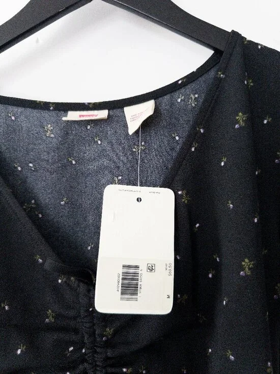 Levi's Women's Delray Floral-Print V-Neck Mini Dress Size M - Picture 4 of 4